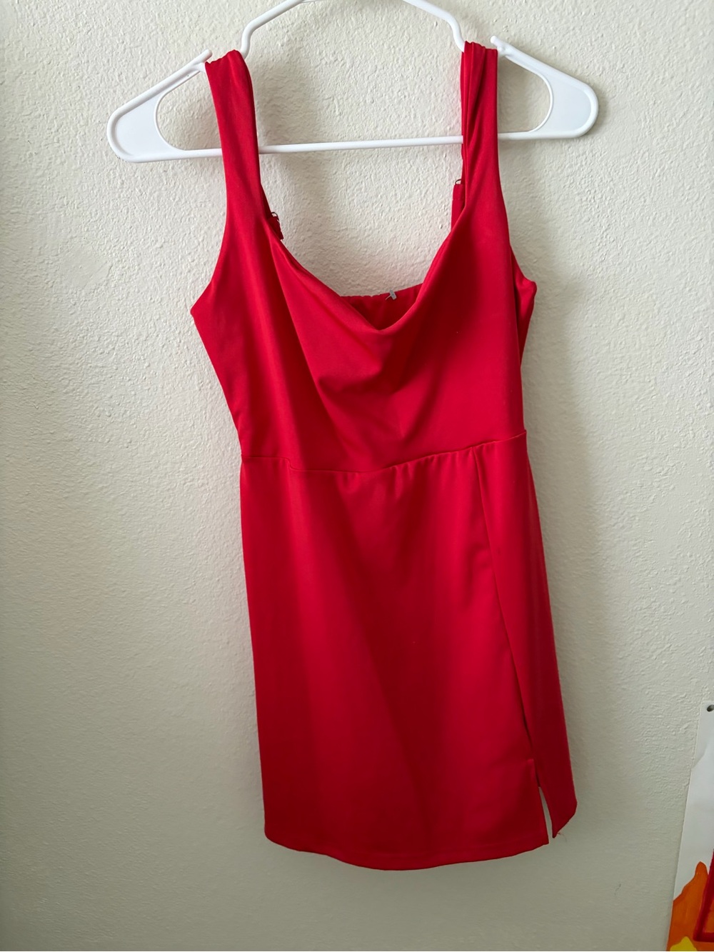 Red Cowl Neck Sleeveless Dress